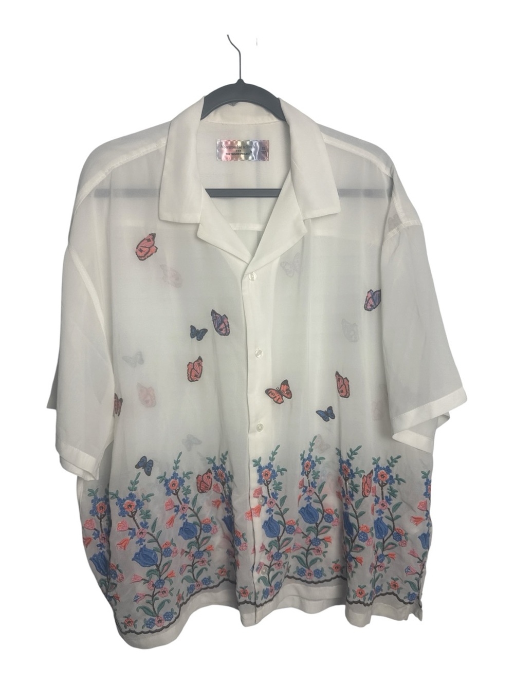 NWOT Abercrombie & Fitch The Trevor Project XL Embroidered Butterfly Garden